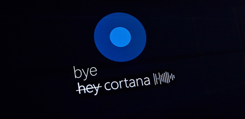Cortana assistant, black background, blue dot