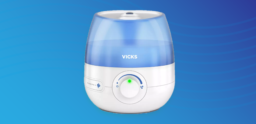 Vicks Humidifier header on blue background