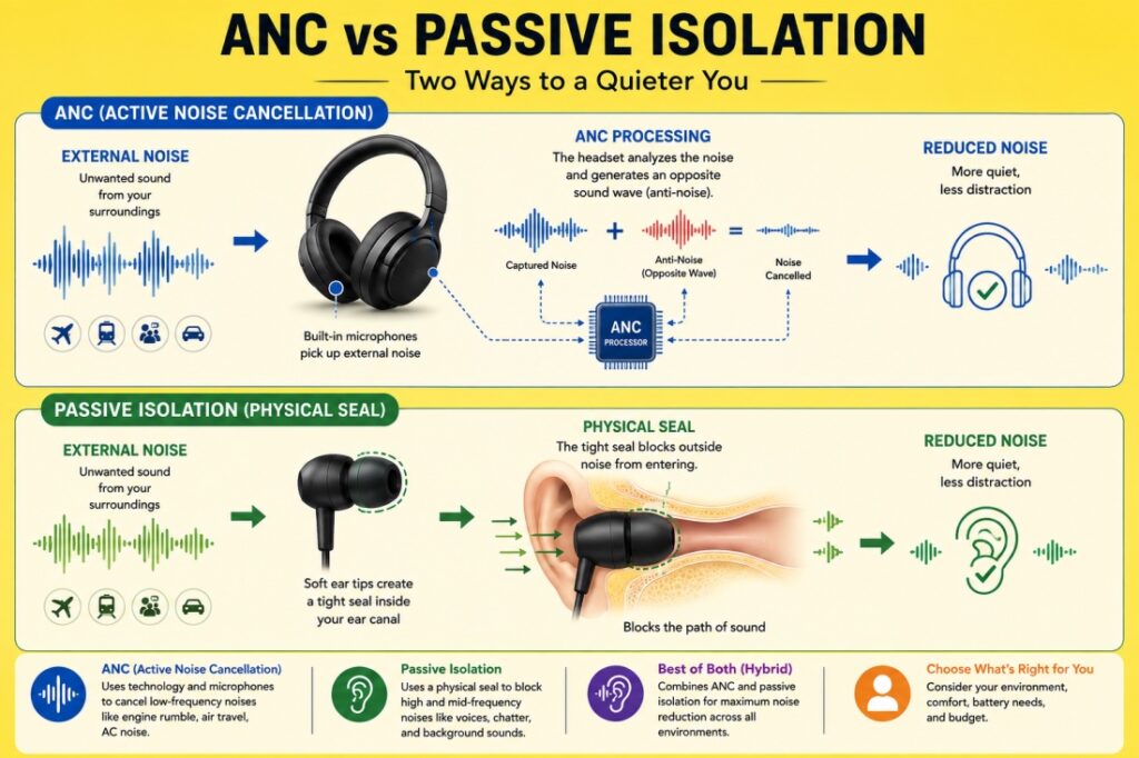 *ANC vs Passive Noise Cancellation