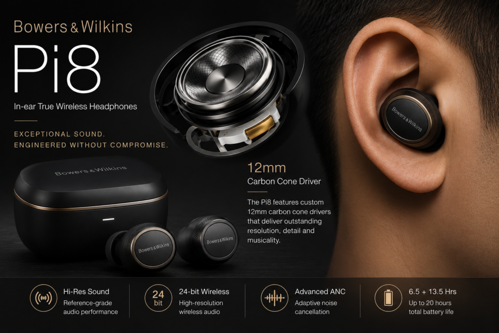 Bowers & Wilkins Pi8 Carbon Cone drive units and comfortable in-ear fit