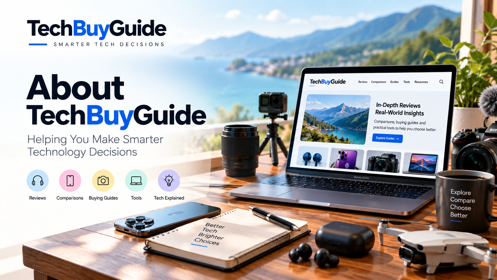 TechBuyGuide About page featuring technology reviews, buying guides and tech products